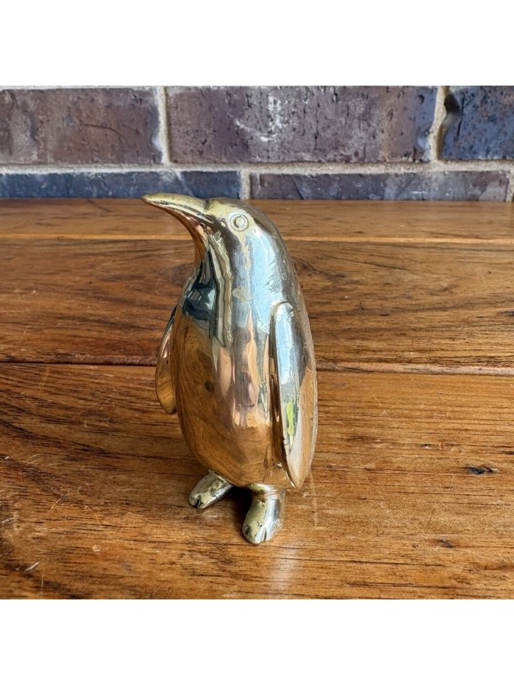 Vintage Solid Brass Penguin Figurine Paperweight Shelf Sitter 3.125 in Tall